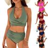 Women’s Tummy Control Tankini Bathing Suit High-Waist Bikini Swimwear Set, Halter Backless Swimsuit