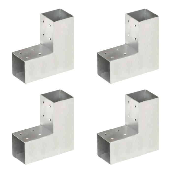 VidaXL Connecteurs de poteau 4 pcs Forme en L Métal galvanisé 71x71 mm