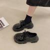 British style black platform shoes women's spring and summer new niche with skirt small leather shoes lace-up versatile single shoes