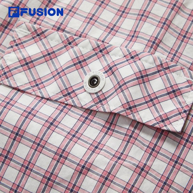 FILA FUSION Couple's Loose Fit Long-Sleeve Plaid Cotton Shirt