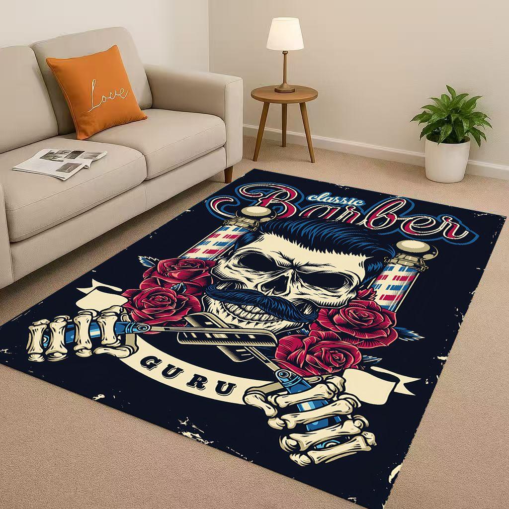 2026 New Retro Barber Shop Symbol Sign Living Room Non Slip Area Rug Carpet for Bedroom Playroom Sofa,Home Decor Doormat Gift