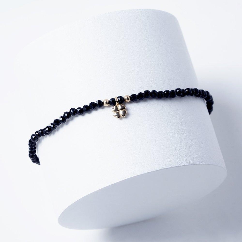 

14K Black Clover Natural Stone Spinel Bead Bracelet