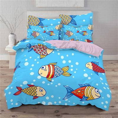 Conjunto de Cama Infantil de Desenho Animado com Peixes para Crianças Capa de Edredom de Microfibra Peixinho Dourado Queen King Size Estampa 3D Capa de Edredom Decoração de Quarto