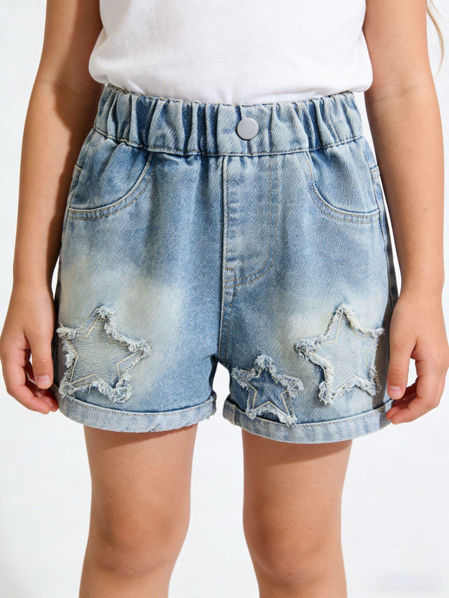 Summer 2026 Girls  Denim Shorts - Lightweight, Loose Fit for Middle and Older Girls 120 cm