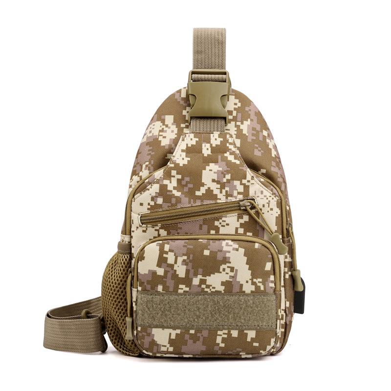 New camouflage breast bag, outdoor casual charging messenger bag, waterproof Oxford cloth breast bag, outdoor mountaineering shoulder bag.