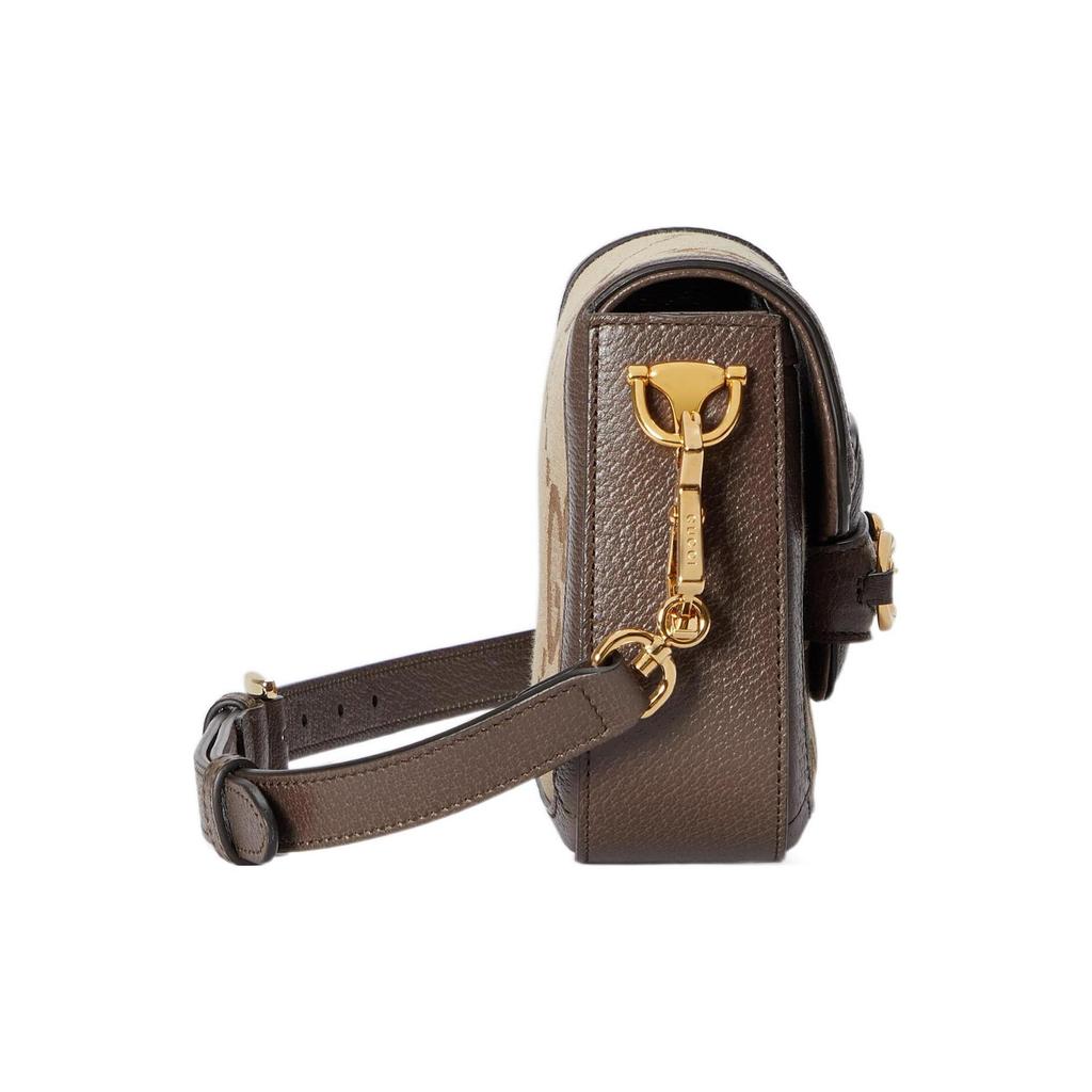 Gucci Horsebit 1955 Jumbo GG Mini Shoulder Bag Beige Brown Canvas Trim  Web Strap Crossbody Handbag for Women Daily Commute 658574-UKMDG-2570