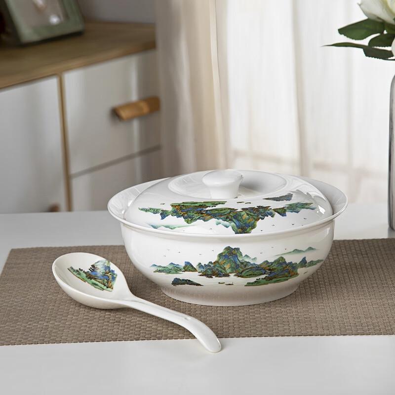 Qiuci Large Ceramic Lidded Soup Bowl