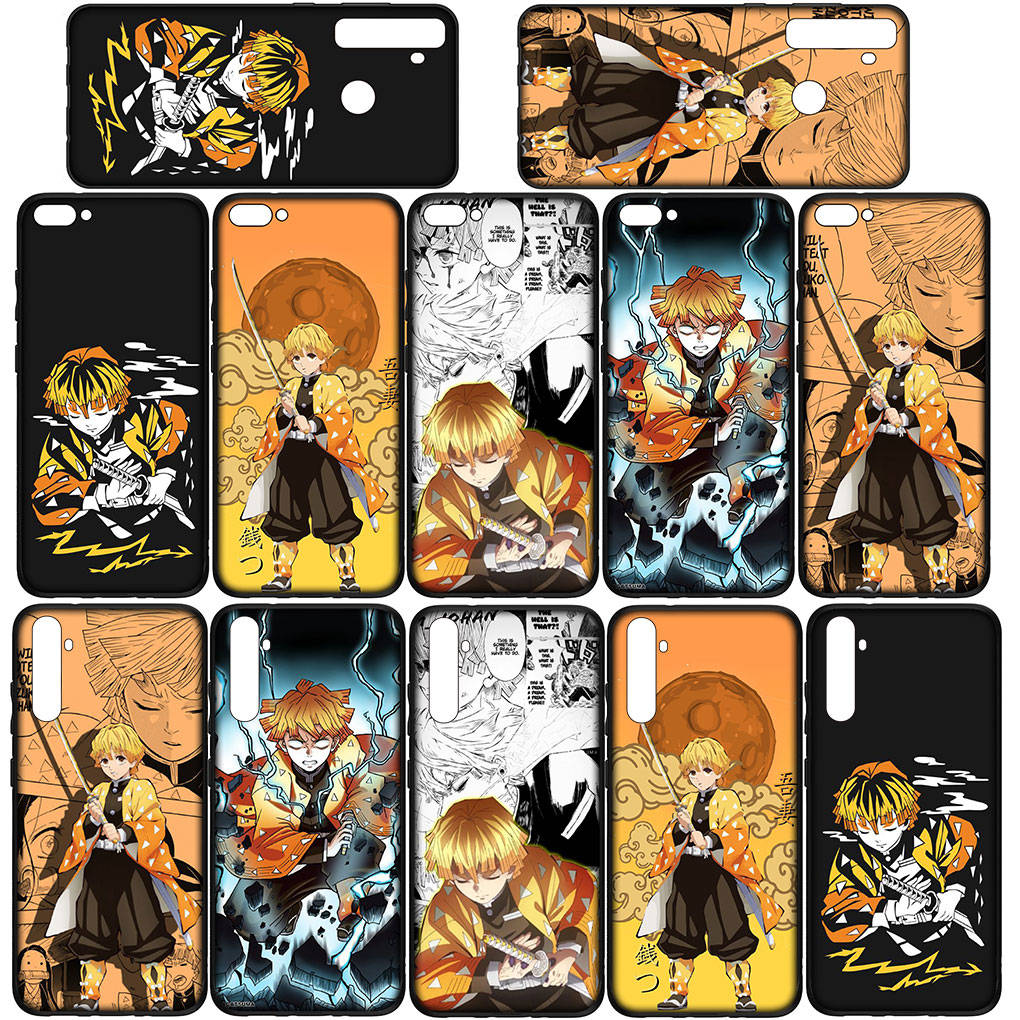 Telefonfodral till Samsung Galaxy S24 S23 iPhone 15 14 Xiaomi Redmi Note 13 12 11 8 10 9 Pro Max X XR OPPO A15 Huawei Agatsuma Zenitsu Demon Slayer Anime