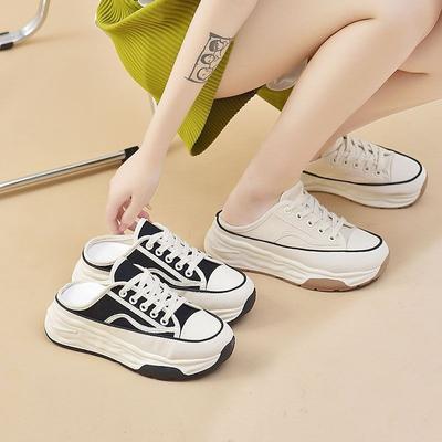 Fashion Ladies Casual Shoes 2024 New Fashion Versatile Comfortable Slippers Soft Sole Non-slip Canvas Shoes Flat Bottom Walking Footwear