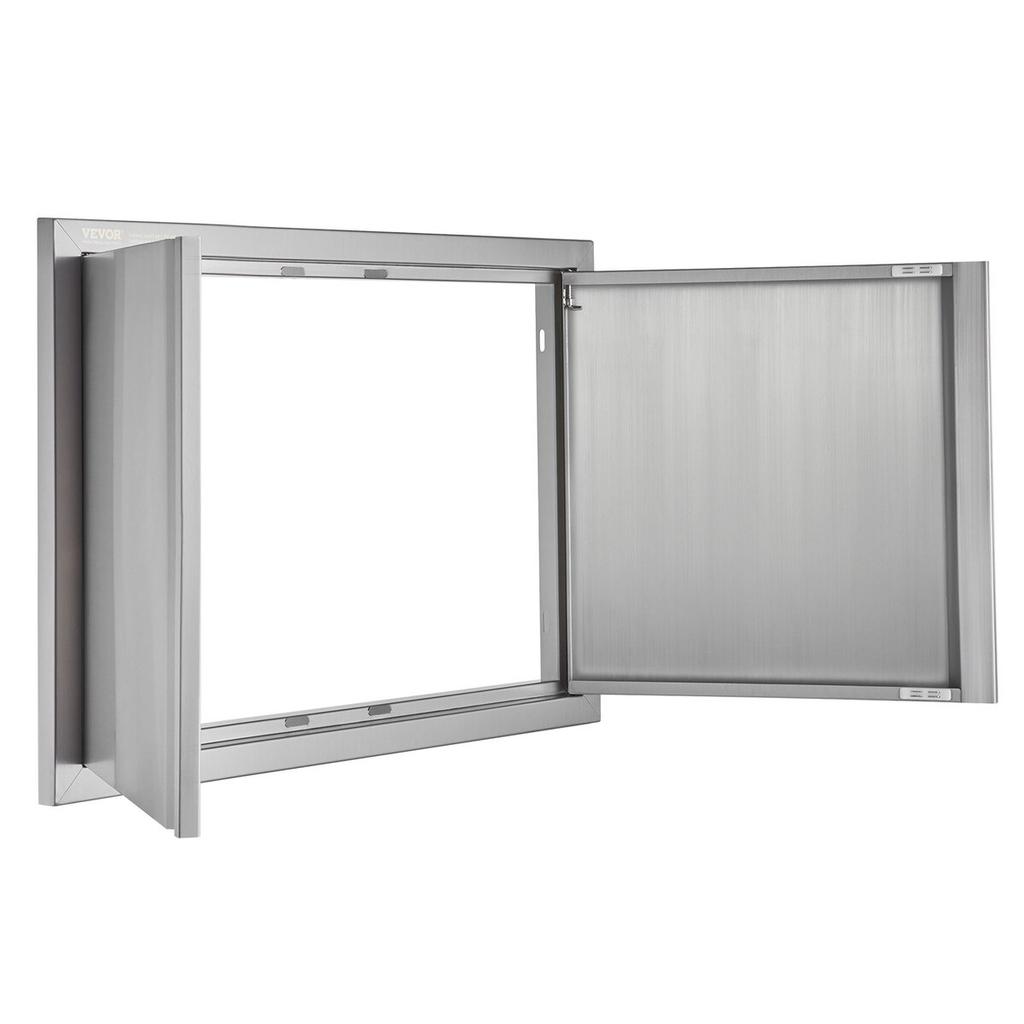 BBQ Access Door, 774x532 Mm Double Outdoor Kitchen Door, Stainless Steel Flush Mount Door, Wall Vertical Door with Recessed Handles , for BBQ Island,