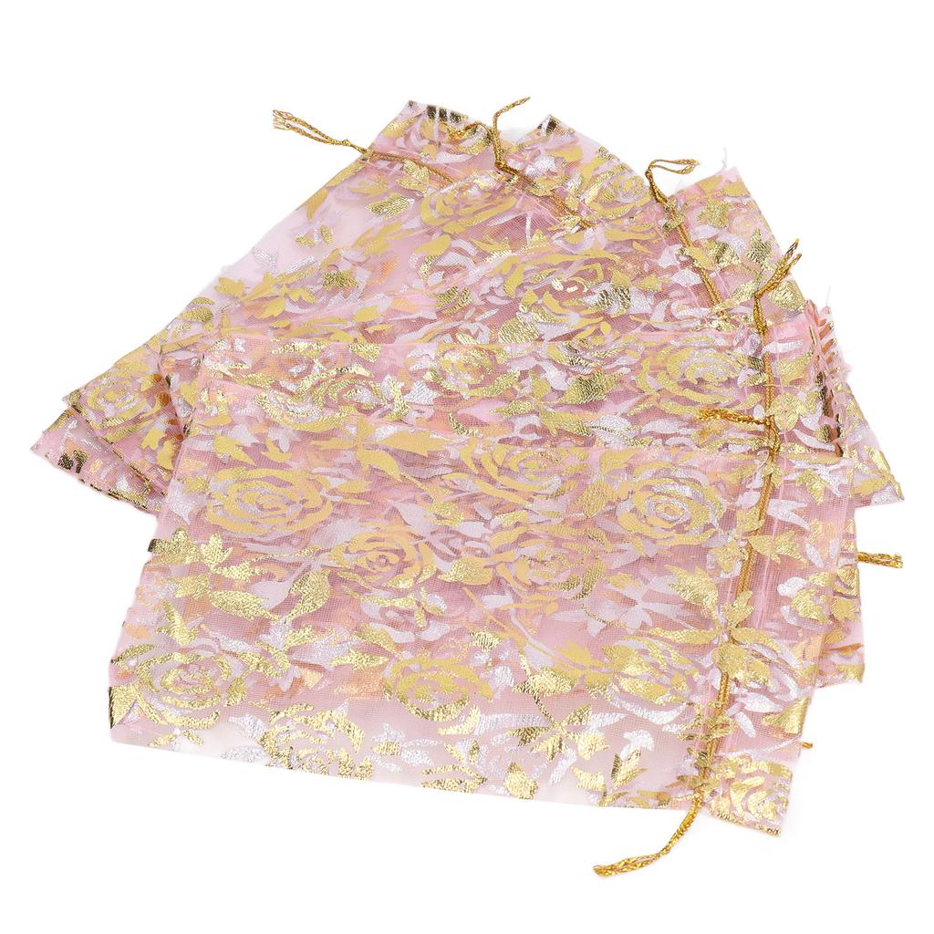 200 Pcs Organza Bag Drawstring Closure Print 6.3x4.3in Mesh Gifts Bags Organza Jewelry Mesh Pouch