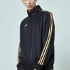 Adidas Three Stripe Color Block Zip Collar Jacket And Cuffed Pants Casual Sports Set Men Set Black Gold TR30J1-BG+TR30P1-BG