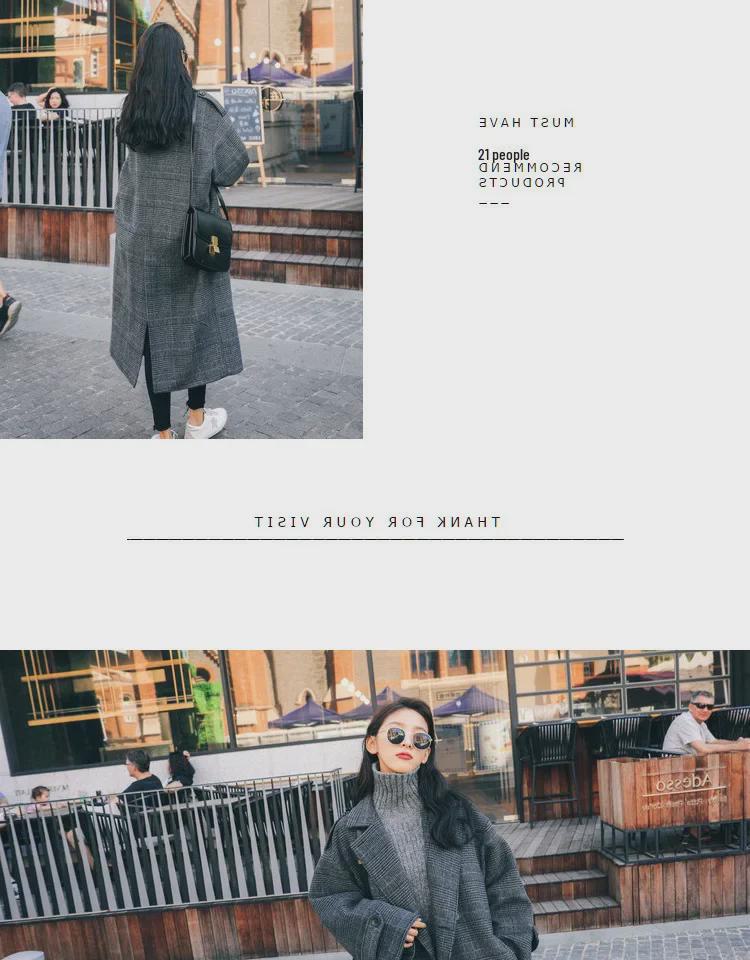Women's Plaid Wool Coat, Padded Mid-Length Loose Korean Style for Winter 2025.