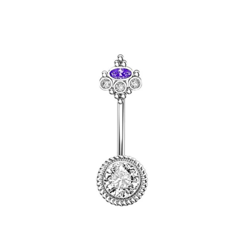 Belly Button Rings Stainless Steel Mixed Style Purple Zircon Dangle Hypoallergenic Navel Rings for Gift Giving