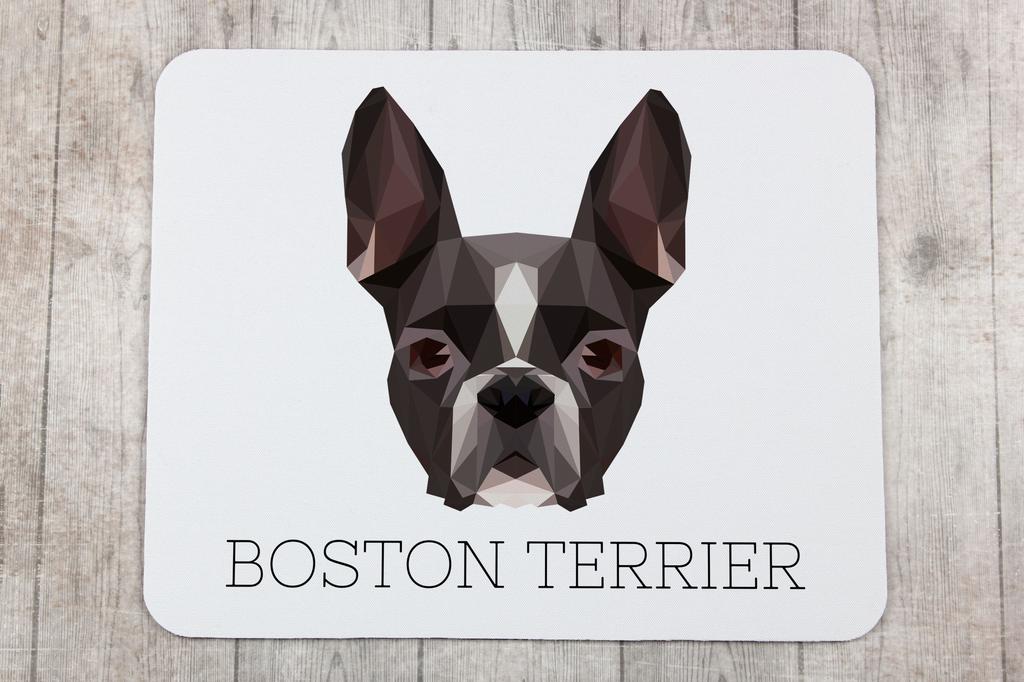 Boston Terrier, American Gentleman – Geometric mouse pad with a picture and text | Art-Dog