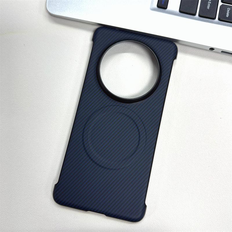 Applicable To Huawei Mate70 Mobile Phone Case Without Border Large Hole Carbon Fiber Pattern Sticker mate40RS Magnetic Protective Cover