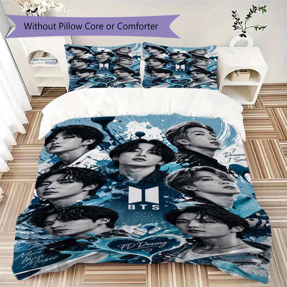 Cute Sticker Collage Threepiece Set Without Core 1 Duvet Cover 2 Pillowcase Without Core Soft And Comfortable Duvet Cover And Pillowcase