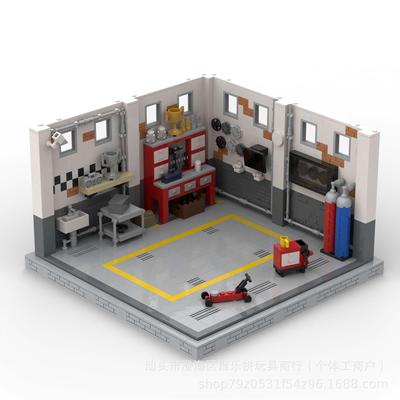 -127416 Garage Scene Sports Car Racing Display Stand Assembly Early Education Children'S Toys Male