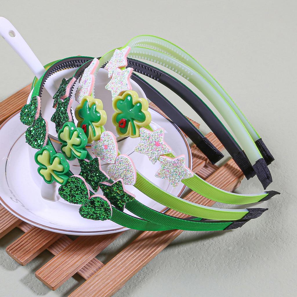 1/4pcs ST'patrick's Day Clover Headbands for Girls Plastic Teeth Hairbands for Kids Party ST'patrick's Day Hair Accessories