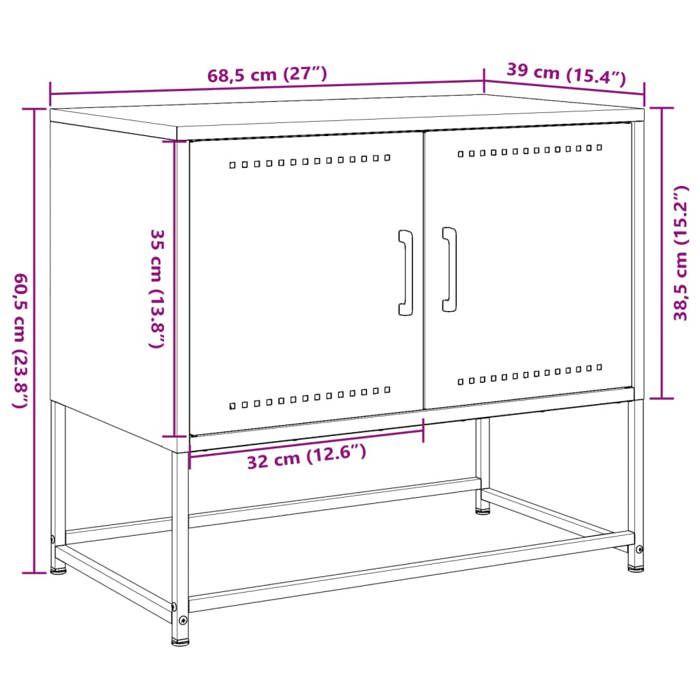 VidaXL TV Cabinet Olive Green 68.5x39x60.5 Cm Steel, TV Stand, TV Sideboard, Multimedia Cabinet, TV Bench, Hi-fi Cabinet, Center 846474