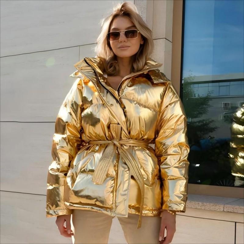 Damen Kapuzen-Pufferjacke Outdoor Freizeit Unifarben Windjacke Lockerer Schnitt Mittellang Wintermantel