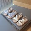 Girls Beach Shoes Open Toes Breathable Kids Sandals Non-slip Hook&loop 2025 Summer New Children Princess Shoes Lace Bows Sweet