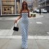 Europäisches und amerikanisches Nischen-Blau-Pünktchen-Schlanke-Figur Spice Girls Sexy Ins Vielseitiges Street-Retro-Kleid
