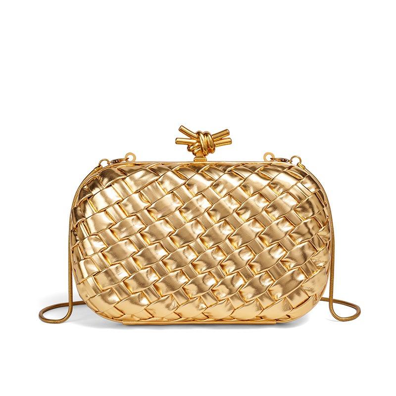 New light luxury hand-woven chain clutch bag fashion dinner commuter box bag single shoulder oblique span bag