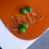 Hotan Jade Jasper S925 Silver Inlaid Bead Earrings