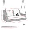 Metallketten-Schaukelstuhl mit Sitz- und Rückenpolstern Rattan-Geflecht Doppelsitze Waschbar Garten-Hänge-Schaukel-Lounge Zuhause