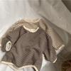 Korean Style Kids' Unisex Striped Trim Hoodie - Loose Fit Long Sleeve Pullover