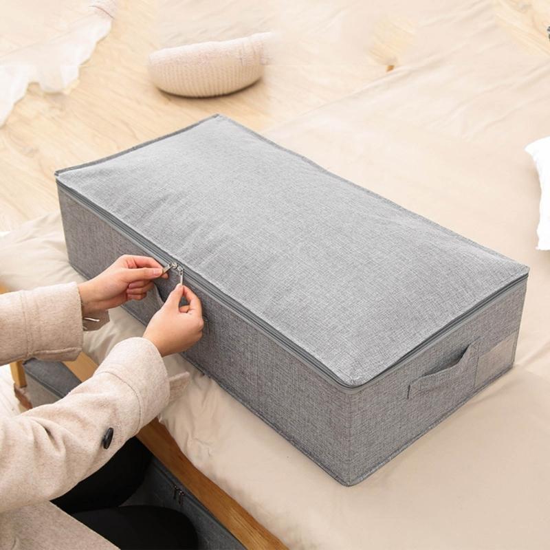 Underbed Storage Box Storage Bag Cotton and Linen Independently Washable Highly Breathable Foldable Bag for Cloth