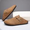Fashion New Suede Leather Clogs for Men Clogs Soft Cork Footbed Mules Shoes Comfort Slippers Beach Sandals New Arrival Male Half Drag