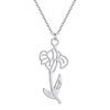 Kinitial Birth Month Flower Pendant Necklace Stainless Steel Iris Chain Charm Jewelry Bridesmaid Fashion Gift For Women