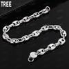 925 Sterling Silver Fashion Coffee Bean Side Chain Beautiful Bracelet Gift Jewelry