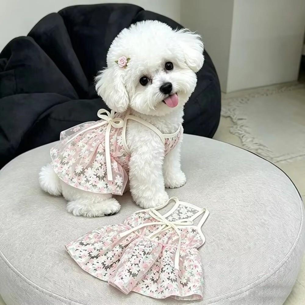 Comfortable Breathable Dog Dress Floral Print Pet Vest Cute Puppy Dress Dogs Cats