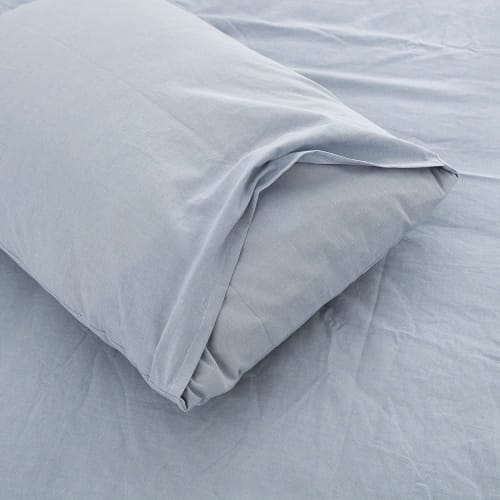 Set of 2 Organic Cotton Pillowcases, 100% Washed Cotton, 2 Pillowcases, 50x70cm, Dust Mite Resistant, Antibacterial, and Odor Resistant, Envelope Styl