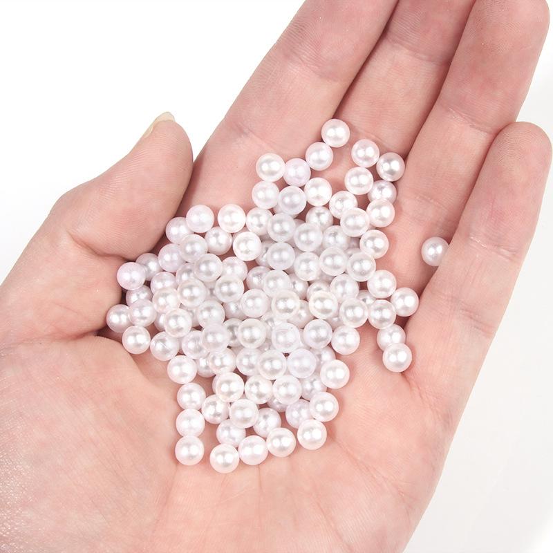 ABS High-Gloss Imitation Pearl Beads: Rice White, Pure White & Mixed Colors for DIY Clothing Accessories