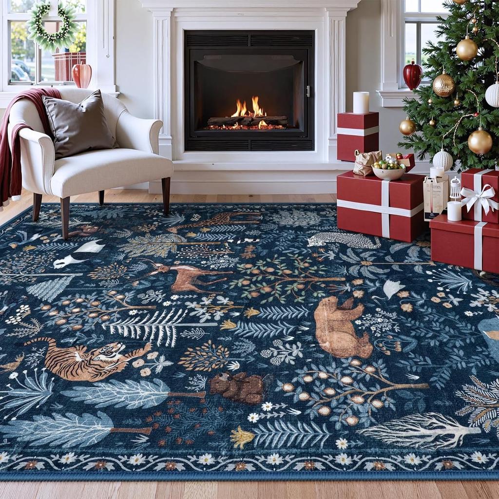 Animal Print Living Room Carpets Vintage Stylish Non-slip Bedroom Rugs Large Area Machine Washable Coffee Table Mats  Alfombra