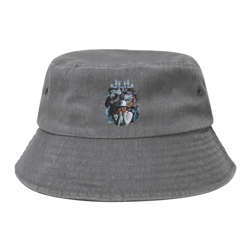 Men Washed Denim Bucket Hat Jul Bootleg Rapper Summer Beach Headwear Foldable Hiking Fishing Hats Bob Hat Birthday Gifts
