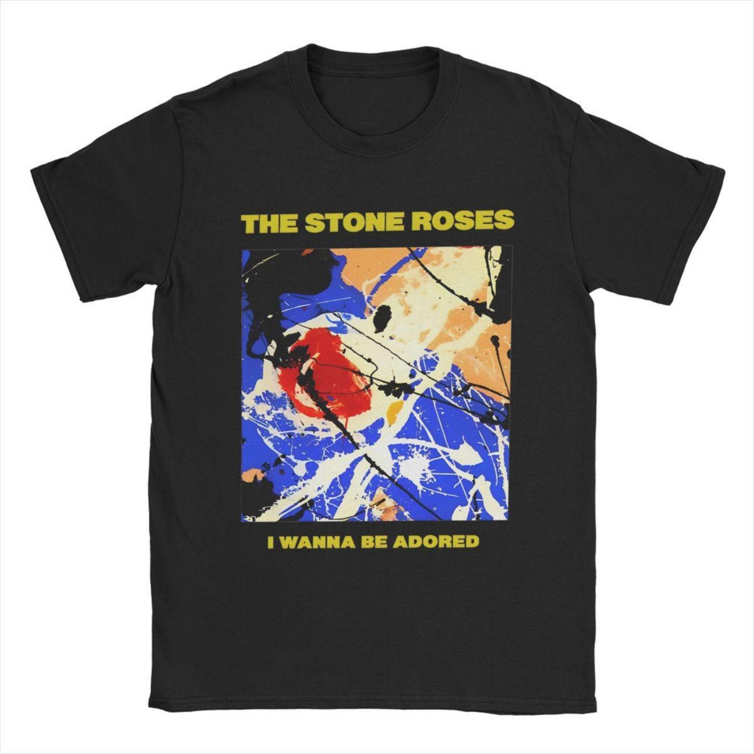 

Чоловіча футболка The Stone Roses Band Винтажная футболка З коротким рукавом Круглий виріз Бавовняні Оригінальний одяг XXXXXL чорний