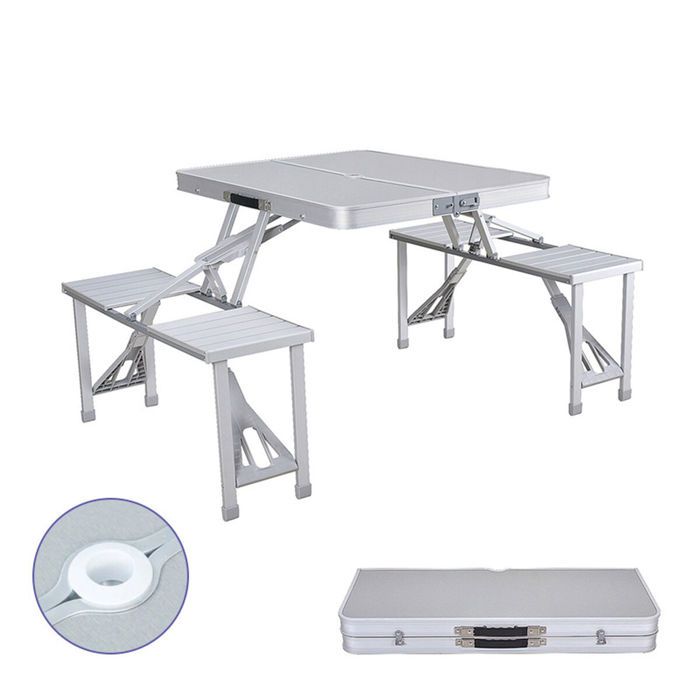 Table de pique-nique - Marbueno - Aluminium - Pliable - Gris - 136 x 67 x 85 cm