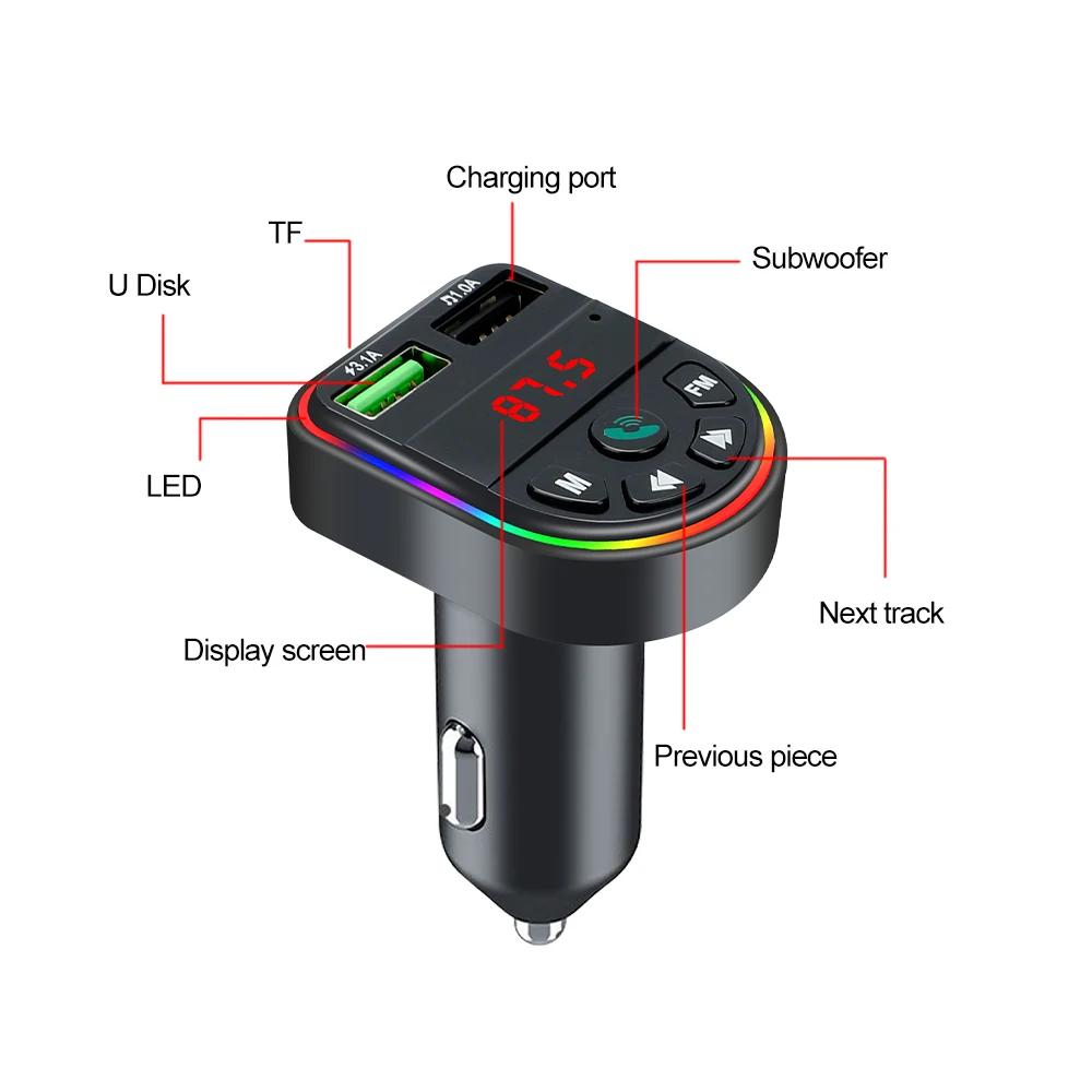 Bluetooth 5.0 FM Transmitter Car Handsfree 3.1A Fast Charger Wireless Audio Receiver Dual USB MP3 Player Car Kit Audio Receiver