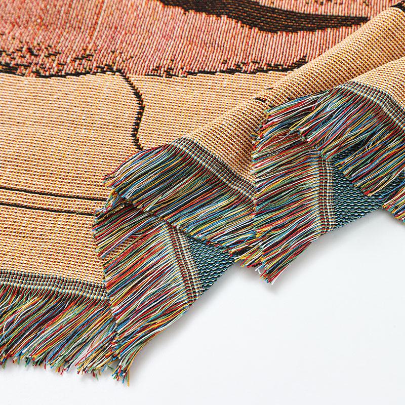 Retro American Style Woven Tapestry Throw Blanket: Casual Decorative Blanket for Bed or Sofa, Ideal for Camping