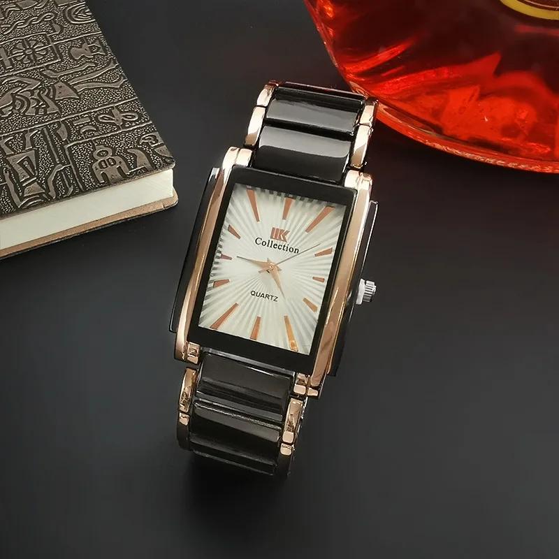 New Quartz Watches Man Fashion Luxury Business Rectangle Wristwatches Black Gold Couple Watch Gifts Reloj Hombre Montre Homme