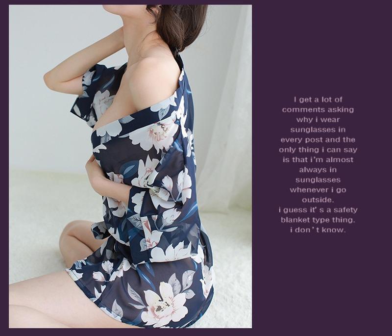 SCIONE Seksi Şifon İç Çamaşırı Kadın Büyük Beden Pijama Bayan Baskılı Gecelik Bornoz Takımı