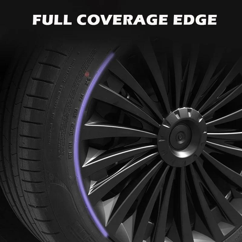 4PCS Hub Cap Performance Replacement Wheel Cap Automobile Full Rim Cover Accessories for Tesla Model Y 2018-2023 Hubcap 19 Inch