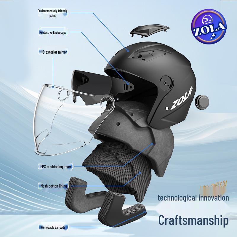 Men's Winter Electric Bicycle Helmet with Anti-Fog and Double Visor, 3C Certified, Korean Style for Motorcycles and Scooters.