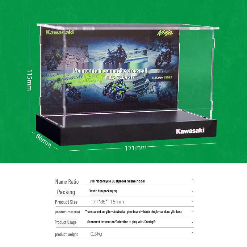 Kameka Kaku 1:18 Kawasaki Motorcycle Model Display Box - Dustproof Ornament Collection Gift
