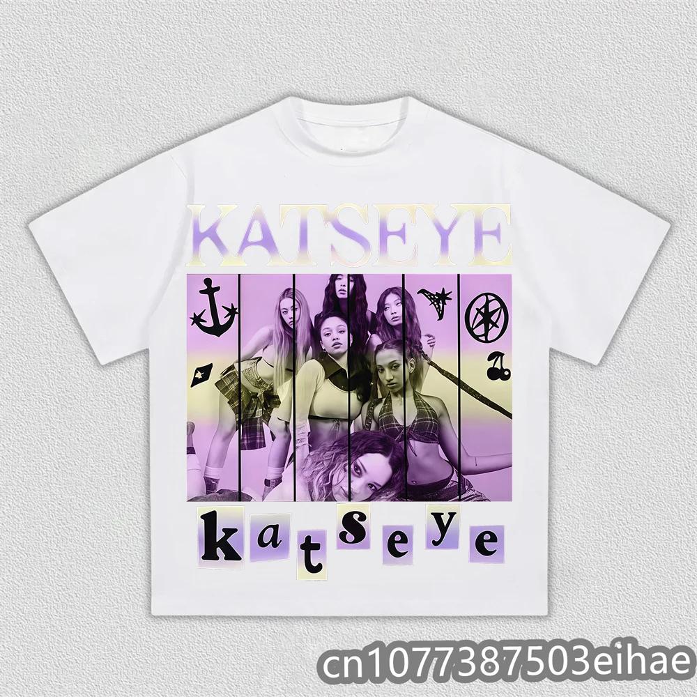 Teen Katseye Tshirt 2000s Kawaii Graphic Anime Digital Classic Hip Hop Style Youth Fashion Short Sleeve Casual Top
